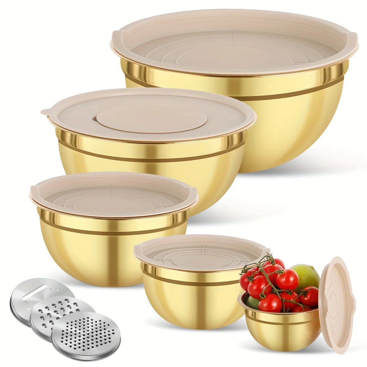 Candle Shop - 10-piece gold stainless steel mixing bowl