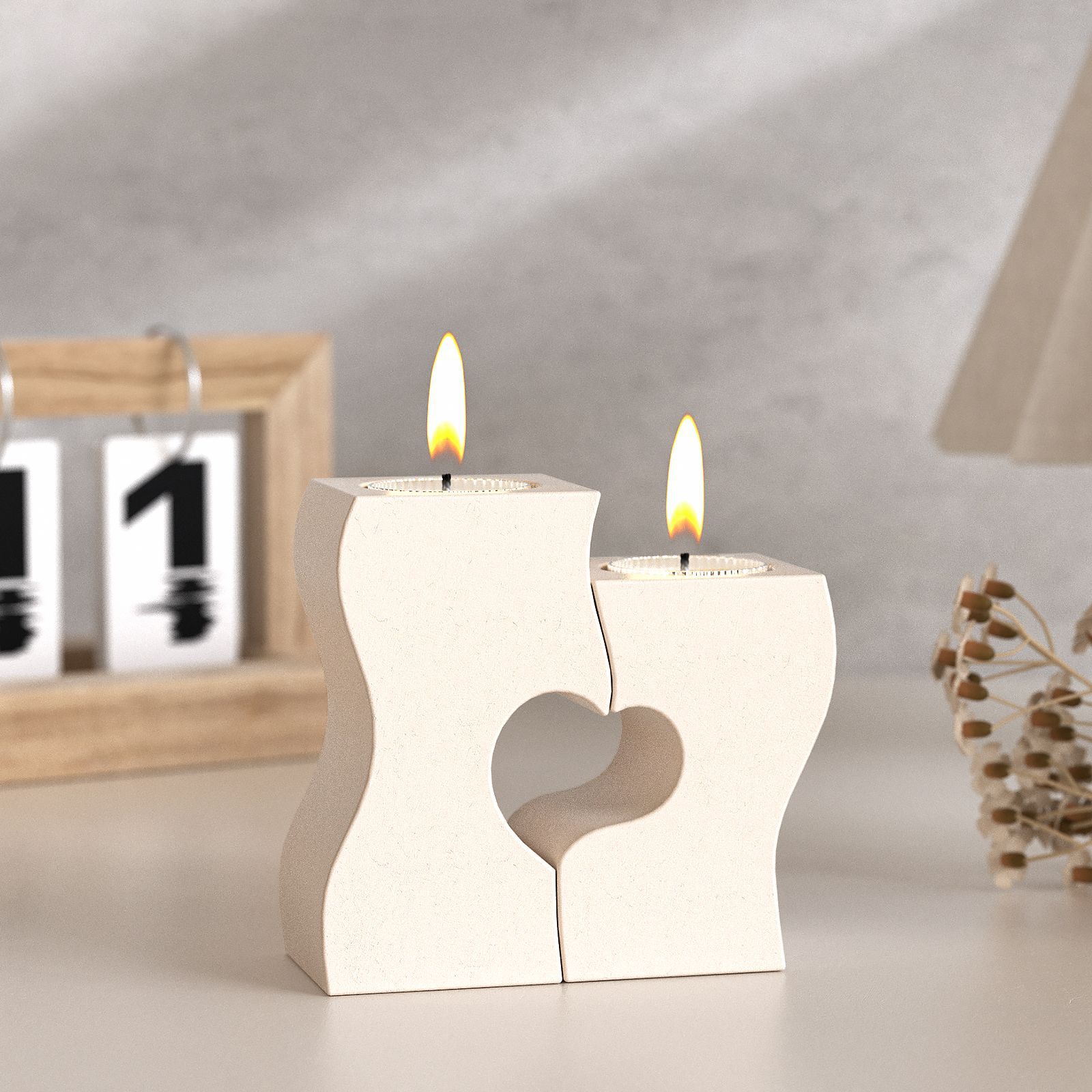 Candle Souvenir - S Heart Candlestick Silicone Molds DIY