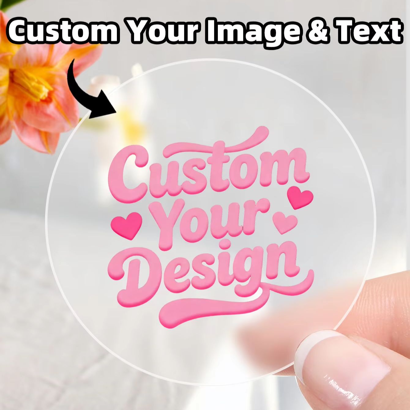 Candle Souvenir - 1-90PCS Custom Round Clear Stickers for
