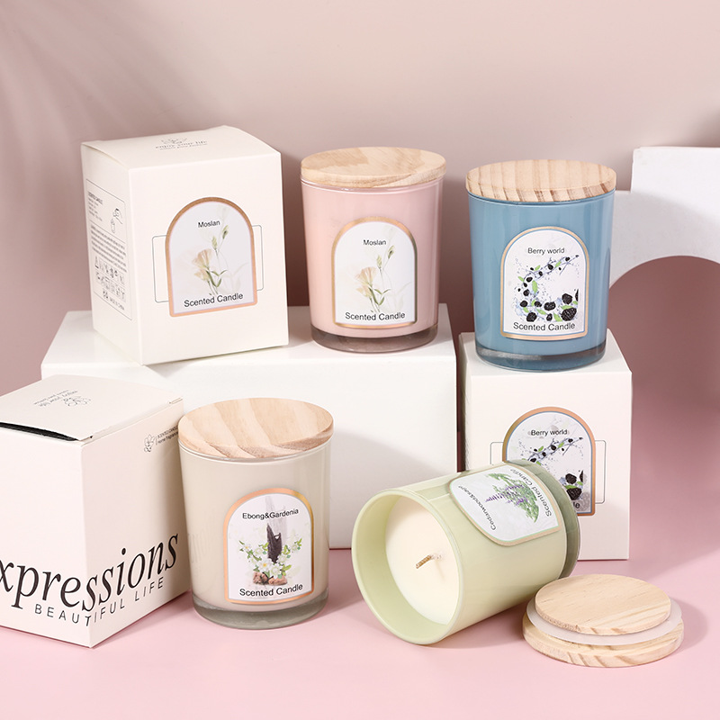 Wood cover colored glass scent - Candle Souvenir 评论和价格