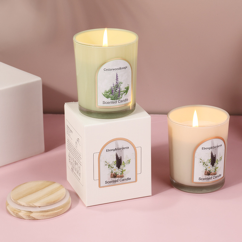Wood cover colored glass scent - Candle Souvenir 评论和价格