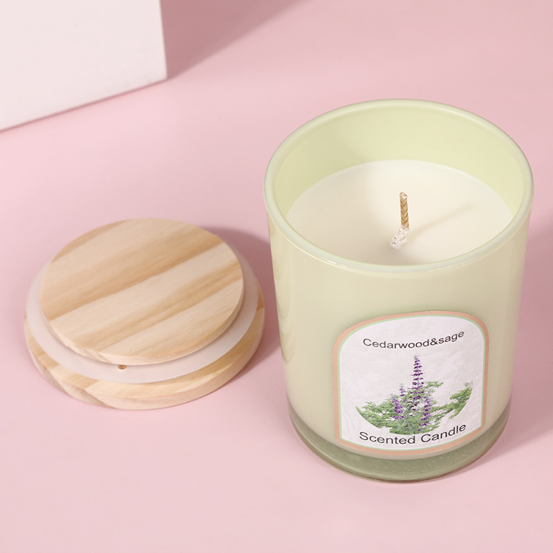 Wood cover colored glass scent - Candle Souvenir 评论和价格