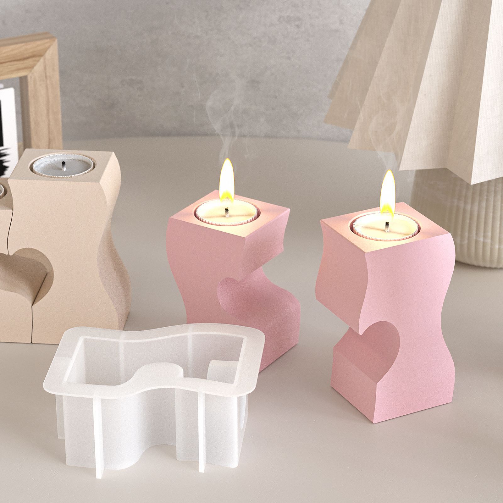 S Heart Candlestick Silicone M - Candle Souvenir 评论和价格